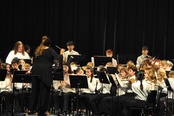 Students performing at the 2023-2024 All County Band Concert